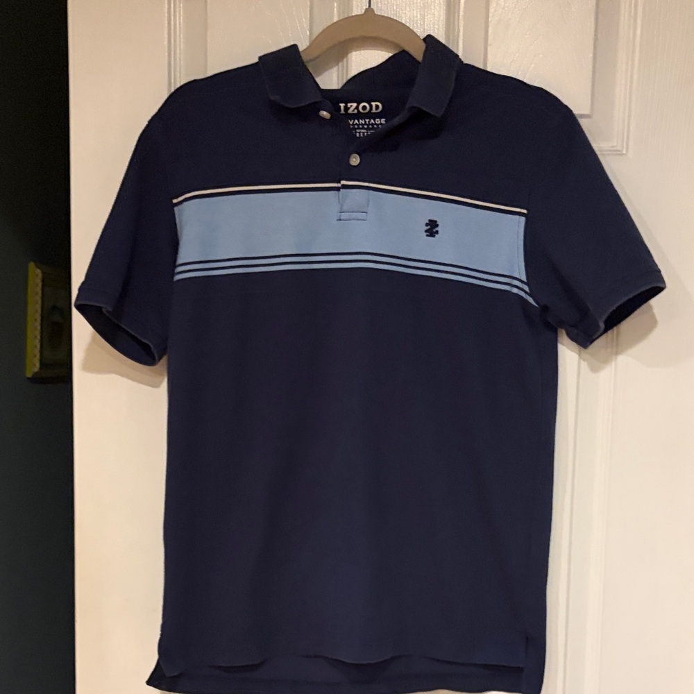 Izod Men's Polo Shirt in Navy and Light Blue